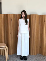 Ivory linen vest w/ pocket