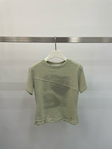 Avocado green tee top with paint