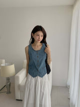 Denim vest w/ ruffle fringe