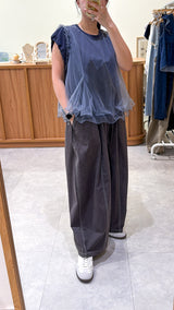 Navy top w/ attached sheer ruffle layers
