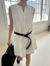 White v neck linen jumpsuit