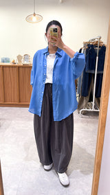 Royal blue soft shirt w/ embroidery ribbon