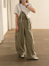 Khaki dungaree w/ details strings cami