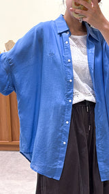 Royal blue soft shirt w/ embroidery ribbon