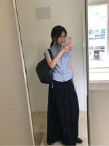 Blue checked shirt w/ string tie