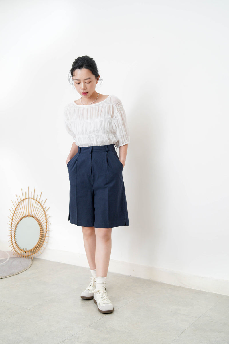 White ruffle texture chiffon blouse