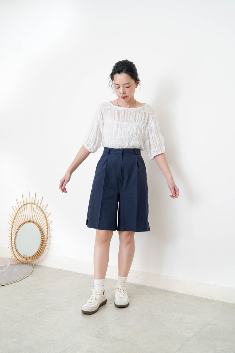 White ruffle texture chiffon blouse