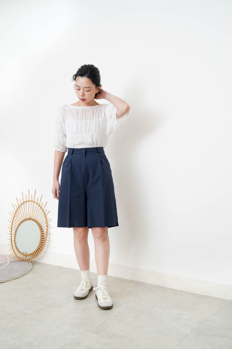 White ruffle texture chiffon blouse