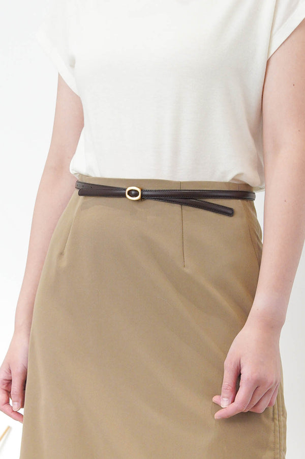 Brown thin leather belt