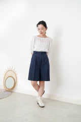 White ruffle texture chiffon blouse