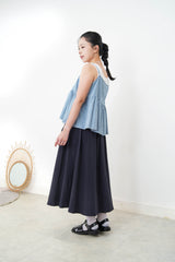 Blue stripy denim cami w/ white inner in set