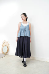 Blue stripy denim cami w/ white inner in set