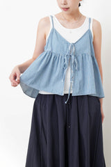 Blue stripy denim cami w/ white inner in set
