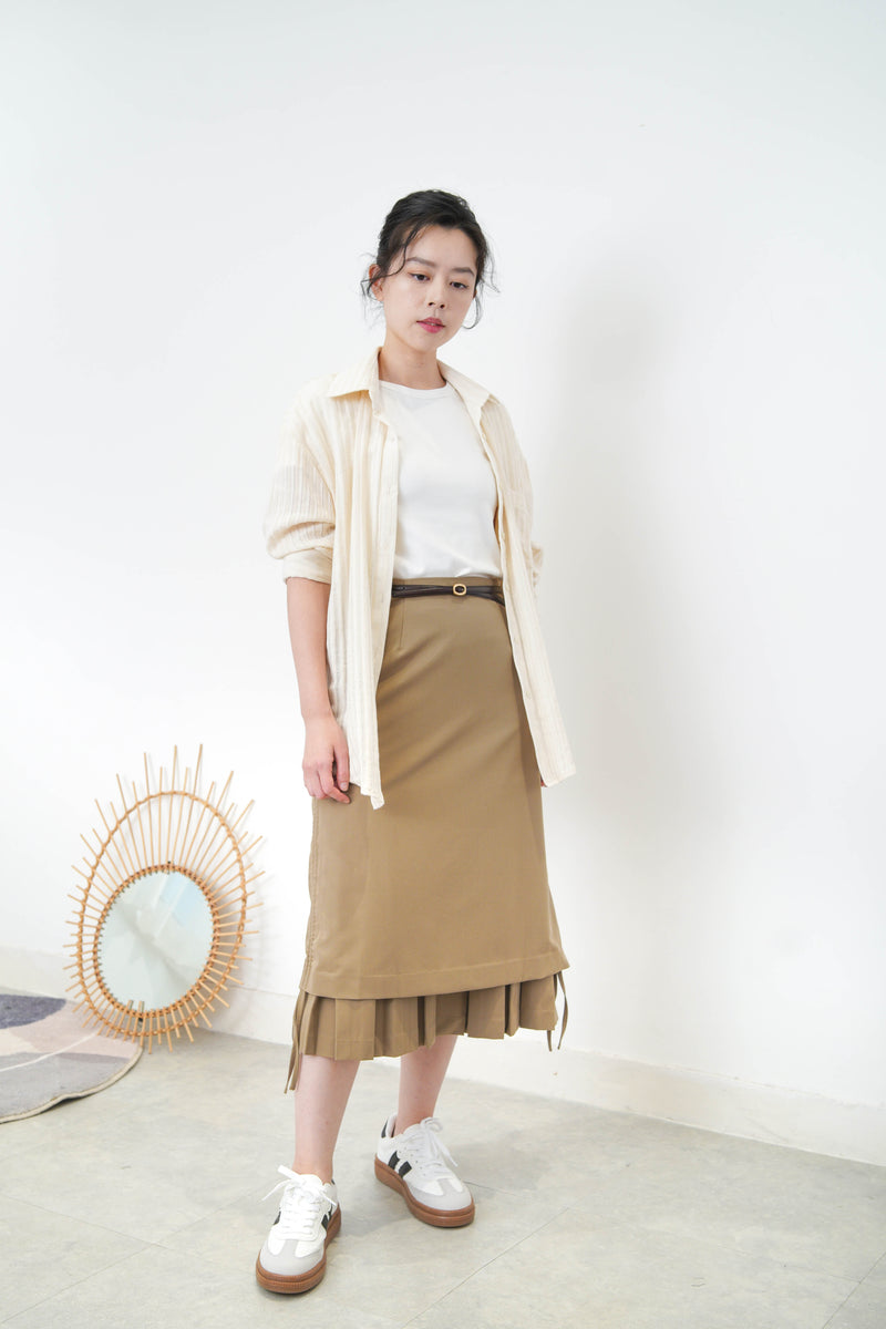 Cream stripes texture shirt
