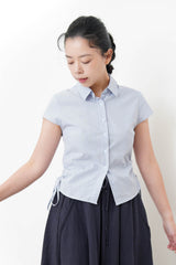 Blue checked shirt w/ string tie