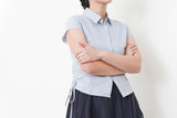 Blue checked shirt w/ string tie