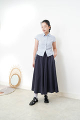 Blue checked shirt w/ string tie