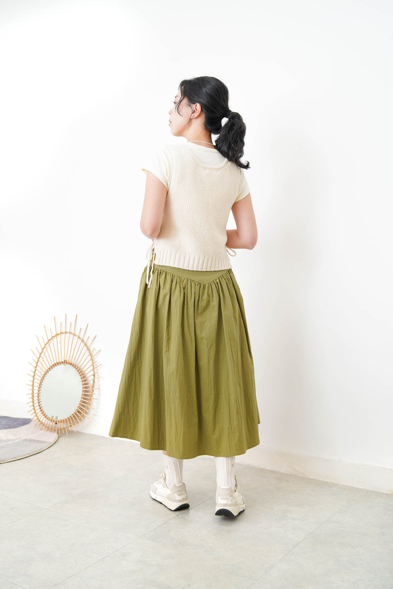 Ivory split hem vest in premium wool