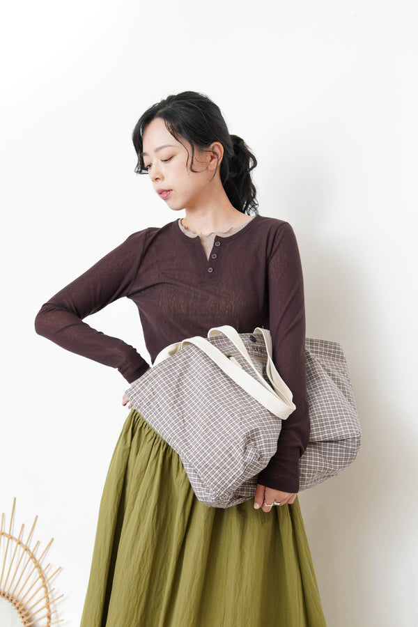 Brown button top in contrast layer