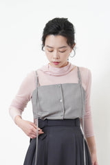 Grey thin strap button cami vest