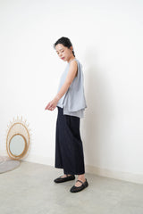 Pastel blue detail double layerings linen vest