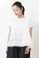 White shirt blouse w/ crochet embroidery
