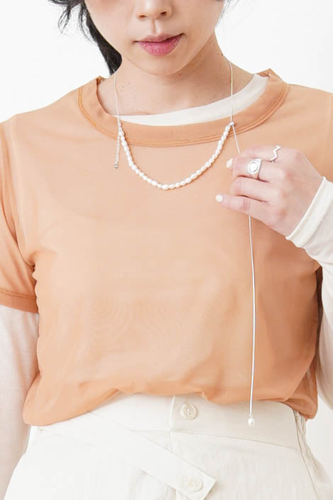 Water Pearl and silver adjustable necklace