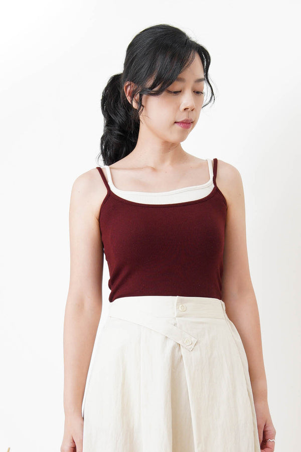 Wine 2in1 layer bra top