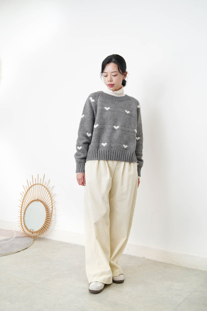 Grey heart pattern sweater