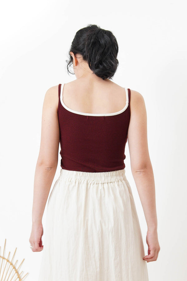 Wine 2in1 layer bra top