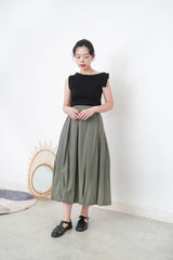 Army green balloon skirt