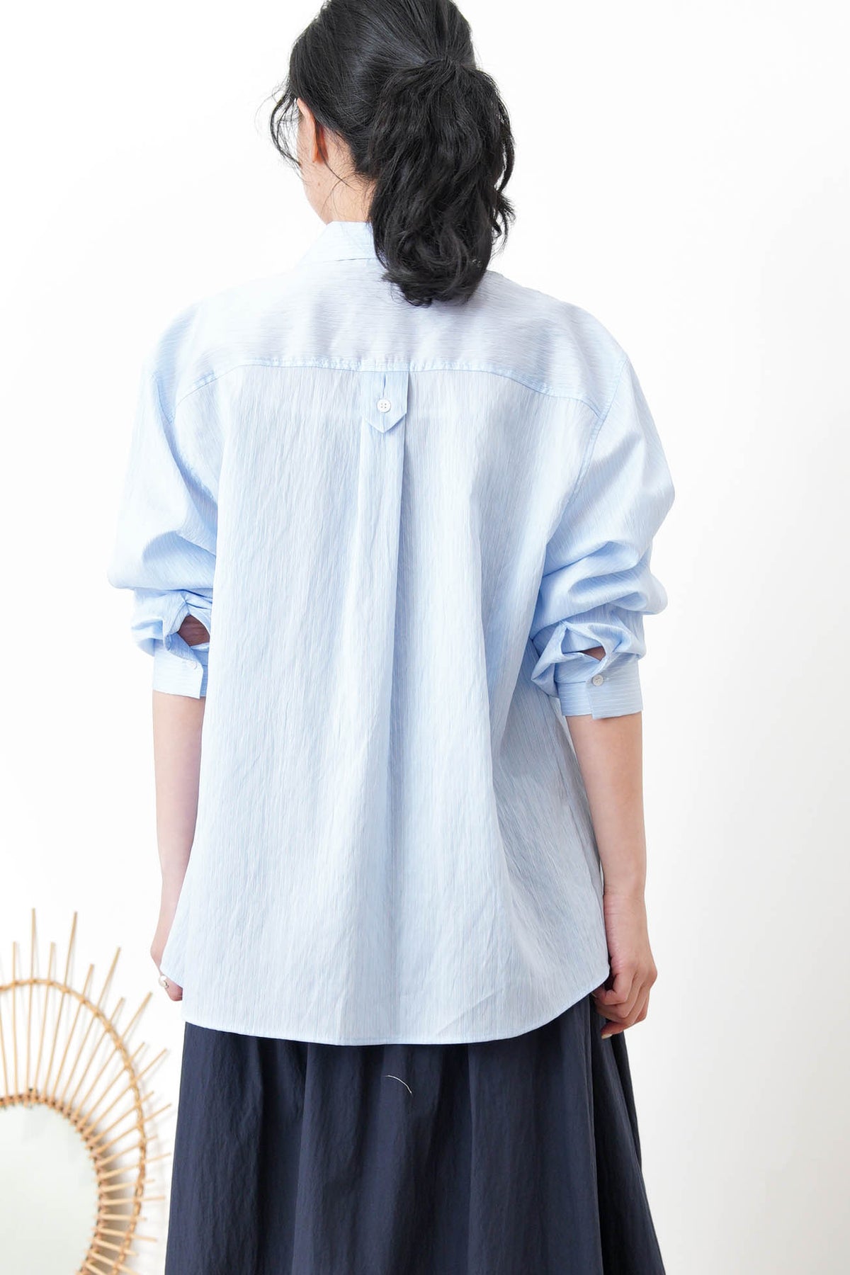 Blue stripes smooth silk shirt – hana.hana