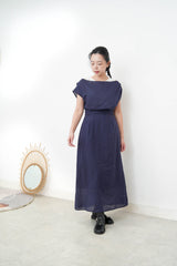2 in 1 navy checked one piece w/ vest layering
