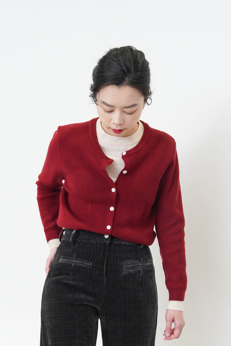Red double layering cardigan top