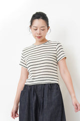 White stripe crochet tee top