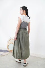 Army green balloon skirt
