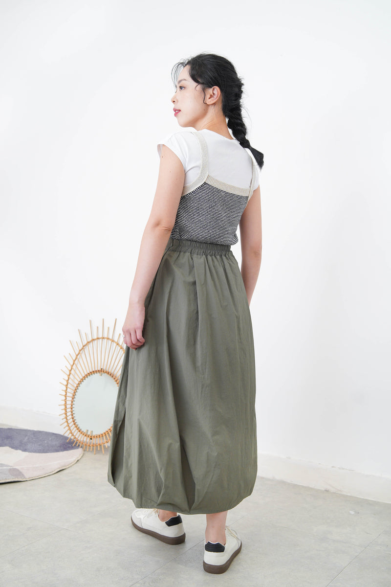 Army green balloon skirt