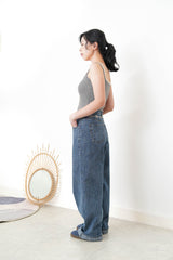 Stripes loose cut jeans