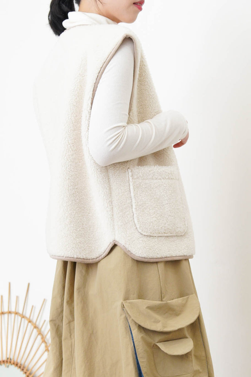 White faux pocket vest