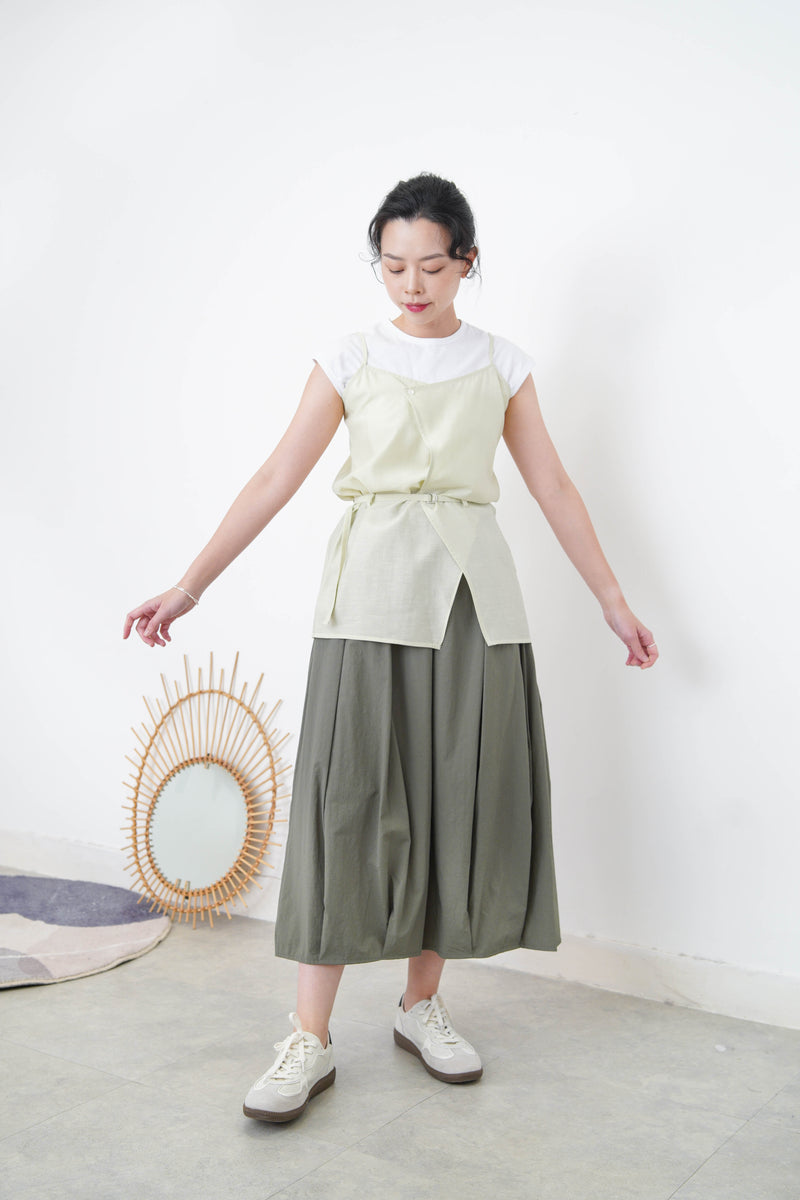 Army green balloon skirt