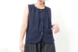 Navy cotton vest in round hem