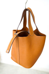 brown leather cube bag