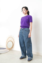 Stripes loose cut jeans
