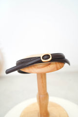 Brown thin leather belt