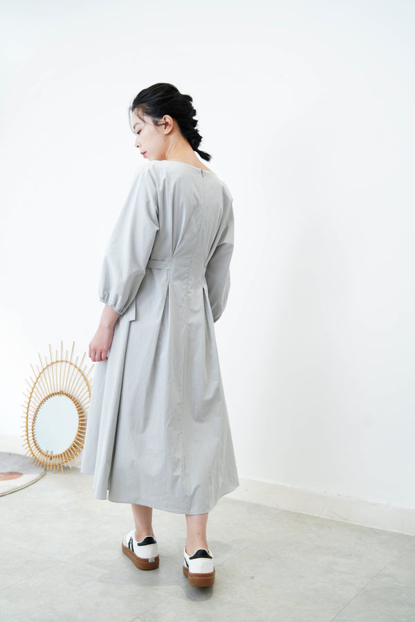 Blue boat neckline one piece in side ribbons