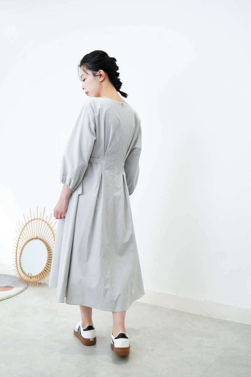 Blue boat neckline one piece in side ribbons