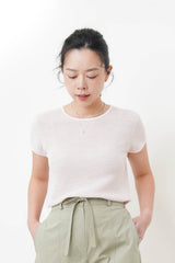 Pink summer knit top w/ contrast lining