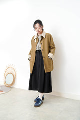 Trench coat w/ corduroy patchwork details