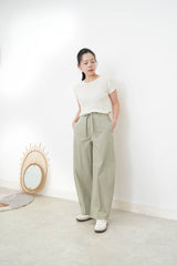Mint summer knit top w/ contrast lining