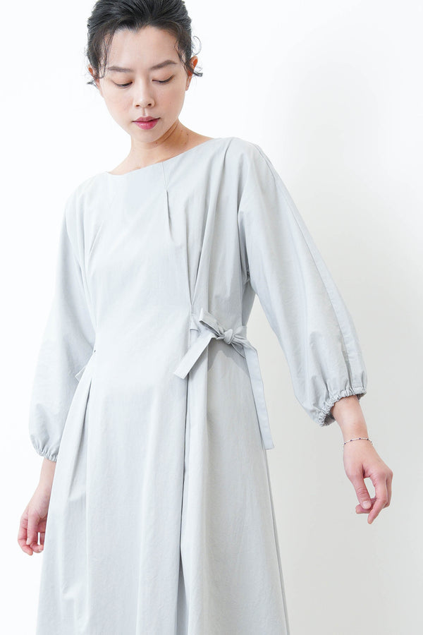 Blue boat neckline one piece in side ribbons